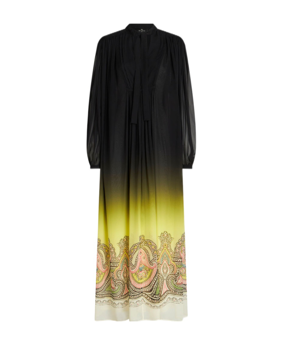 Etro Gradient Effect Paisley-print Silk Dress In Black