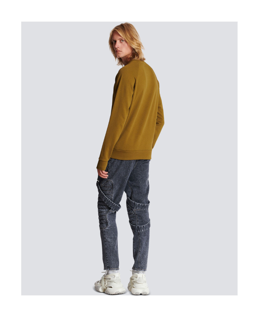Balmain Men's Khaki And White Graphic Print Sweatshirt For Ss23 In Brown