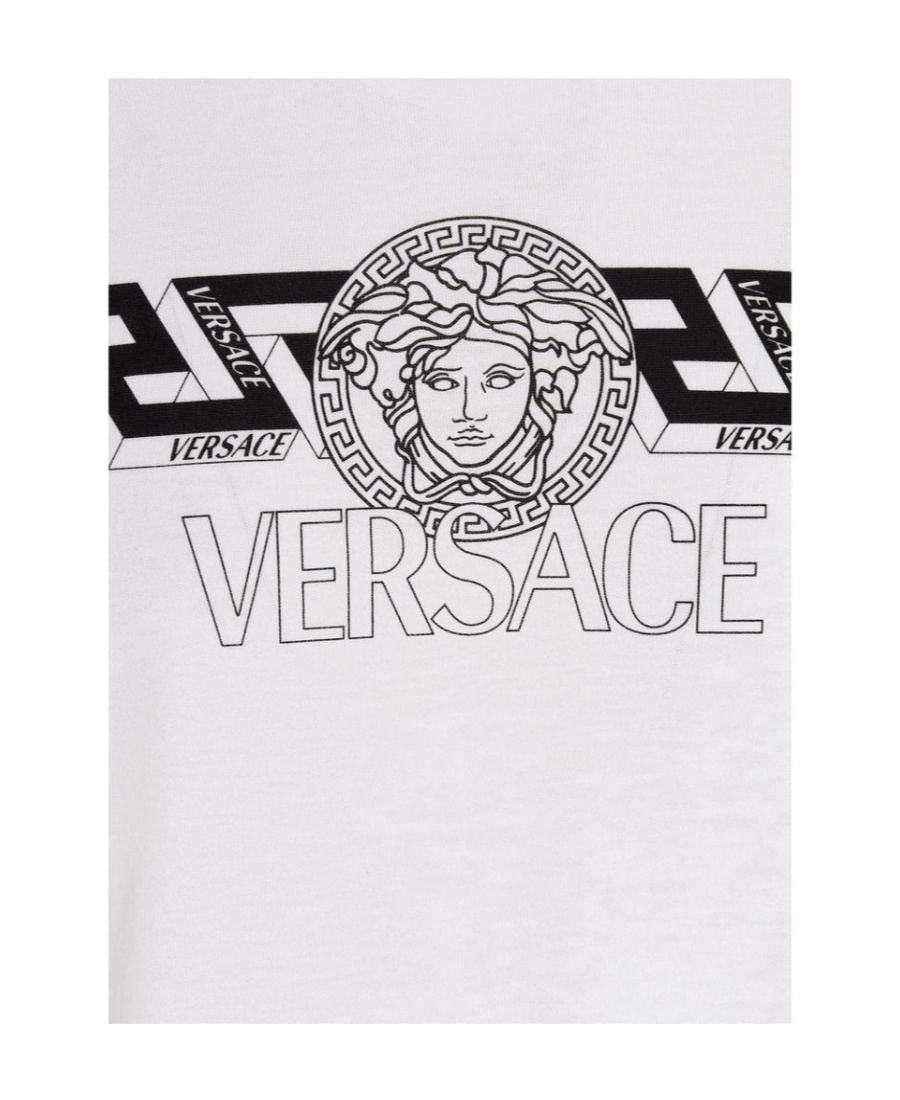 Versace Logo Print Long-sleeved T-shirt In White