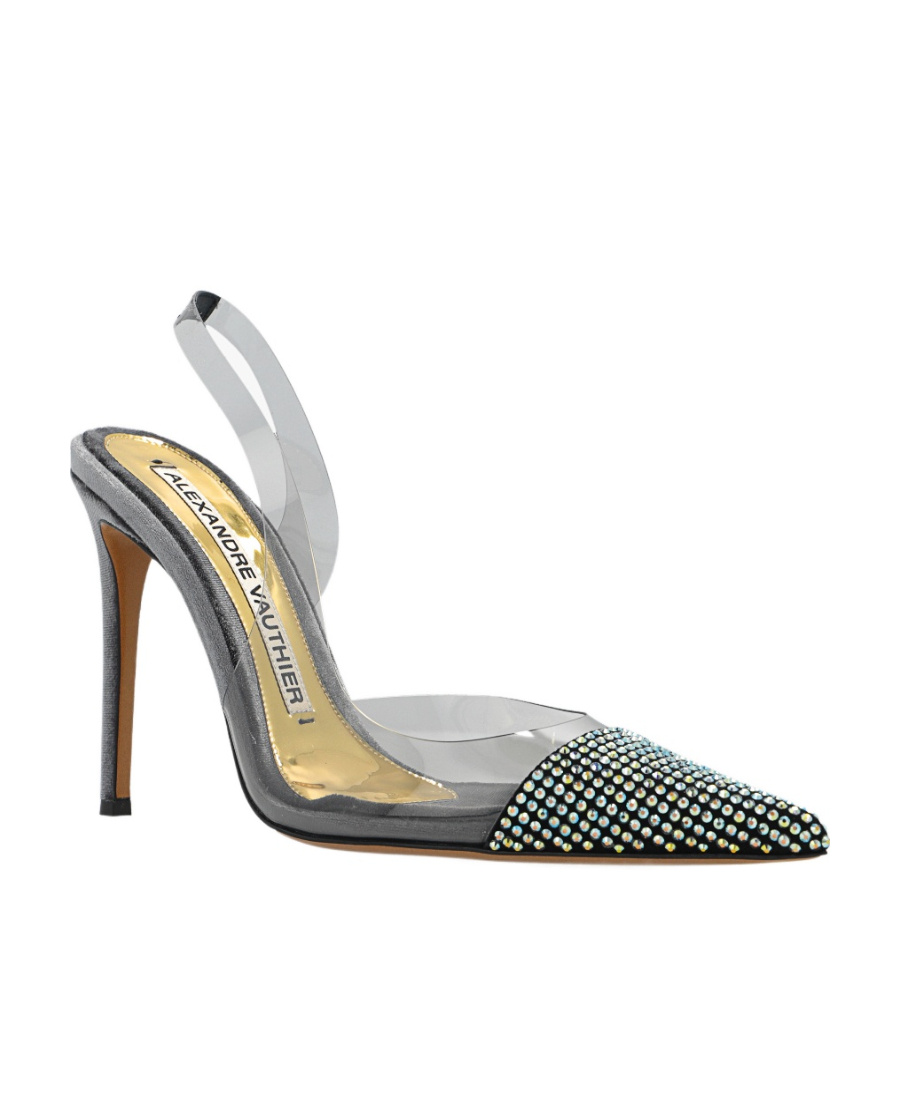 Alexandre Vauthier Rhinestone-embellished Slingback Pumps In Gray