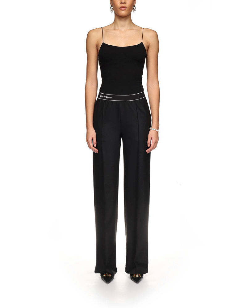 Casablanca Elastic Waist Wool Casual Pants In Black