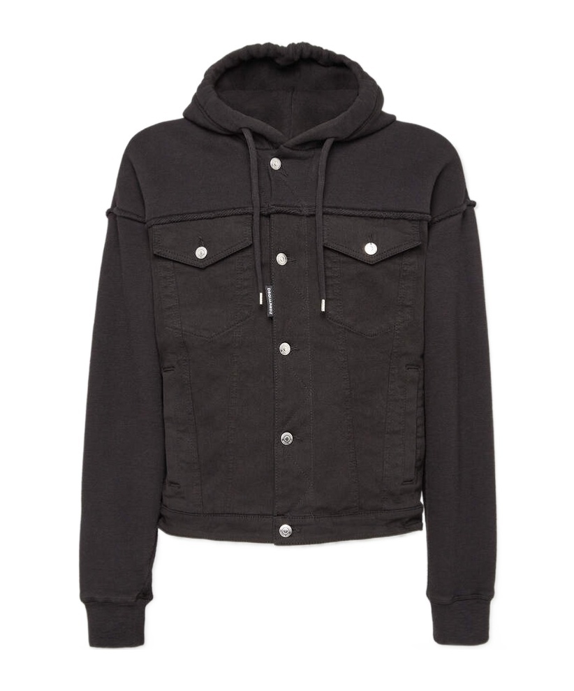 Dsquared2 Ayered-hood Denim Jacket In Black