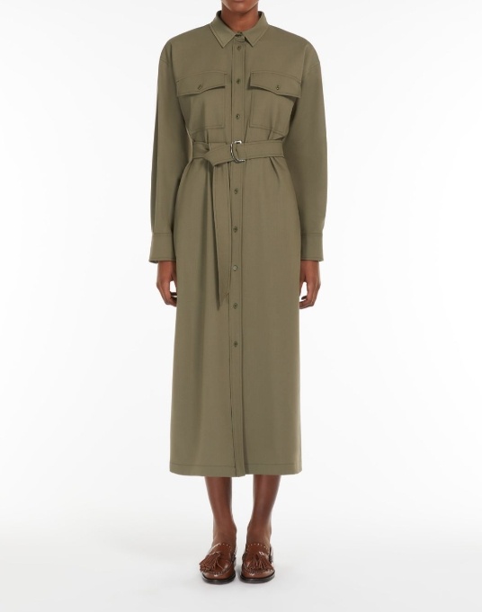 Weekend Max Mara Canasta Reversible Gabardine Trench Coat In Green