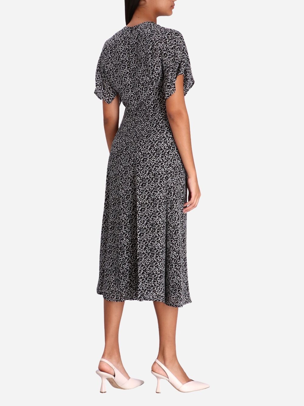 Shop Michael Kors Abstract-print Midi Dress In Black