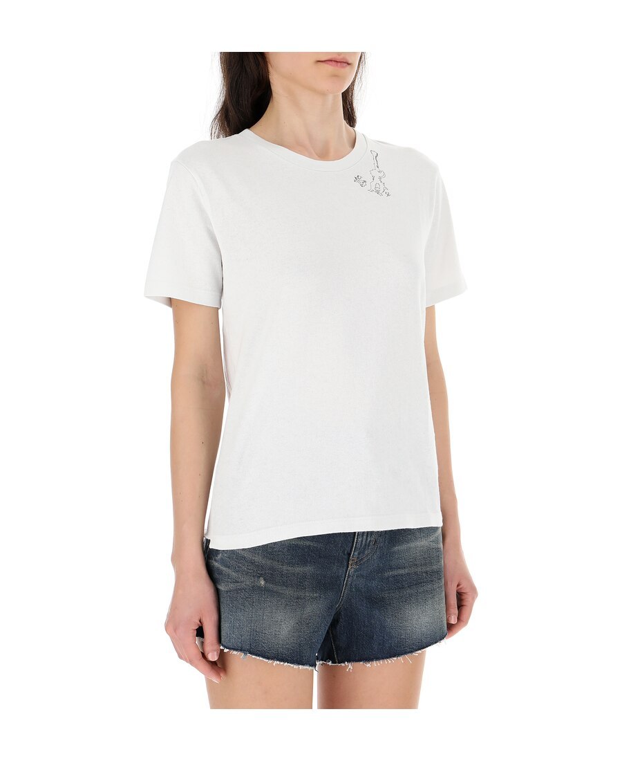 Saint Laurent Guitar Motif T-shirt In White