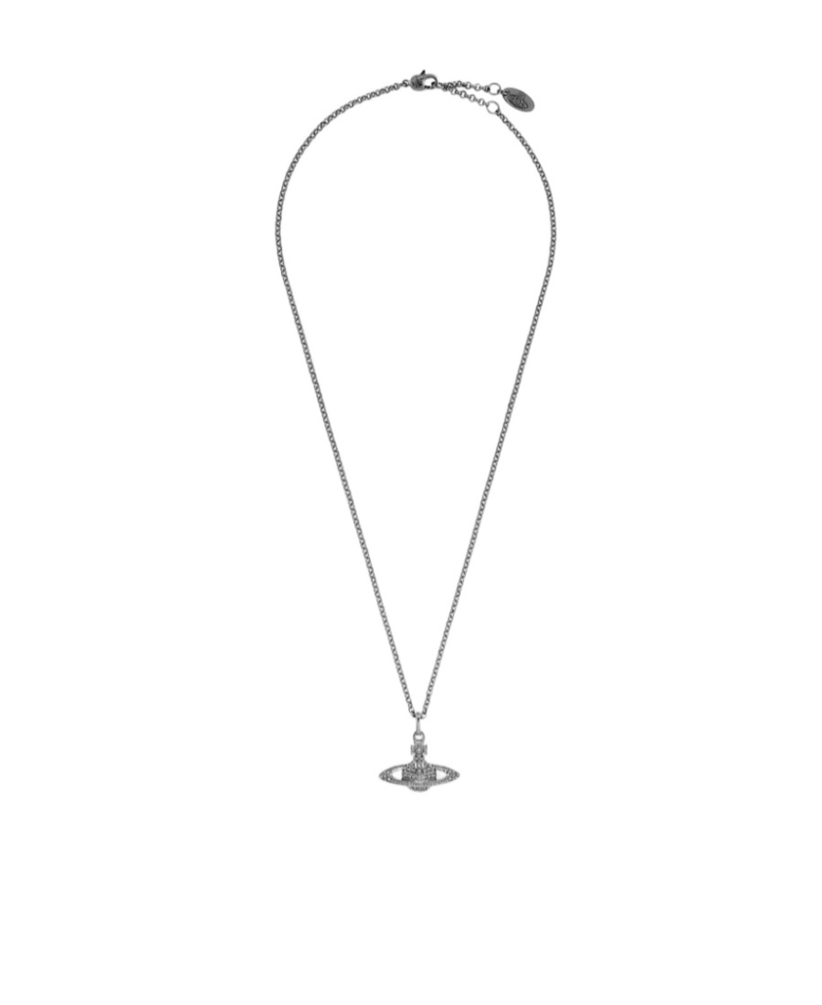 Vivienne Westwood Mini Embossed Pendant Necklace In Gray