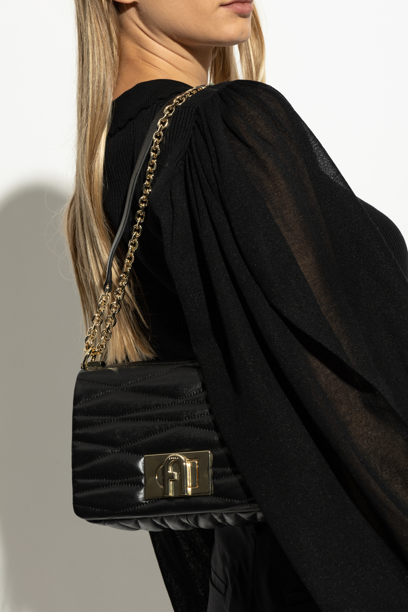 Furla 1927 M Black Leather Shoulder Bag