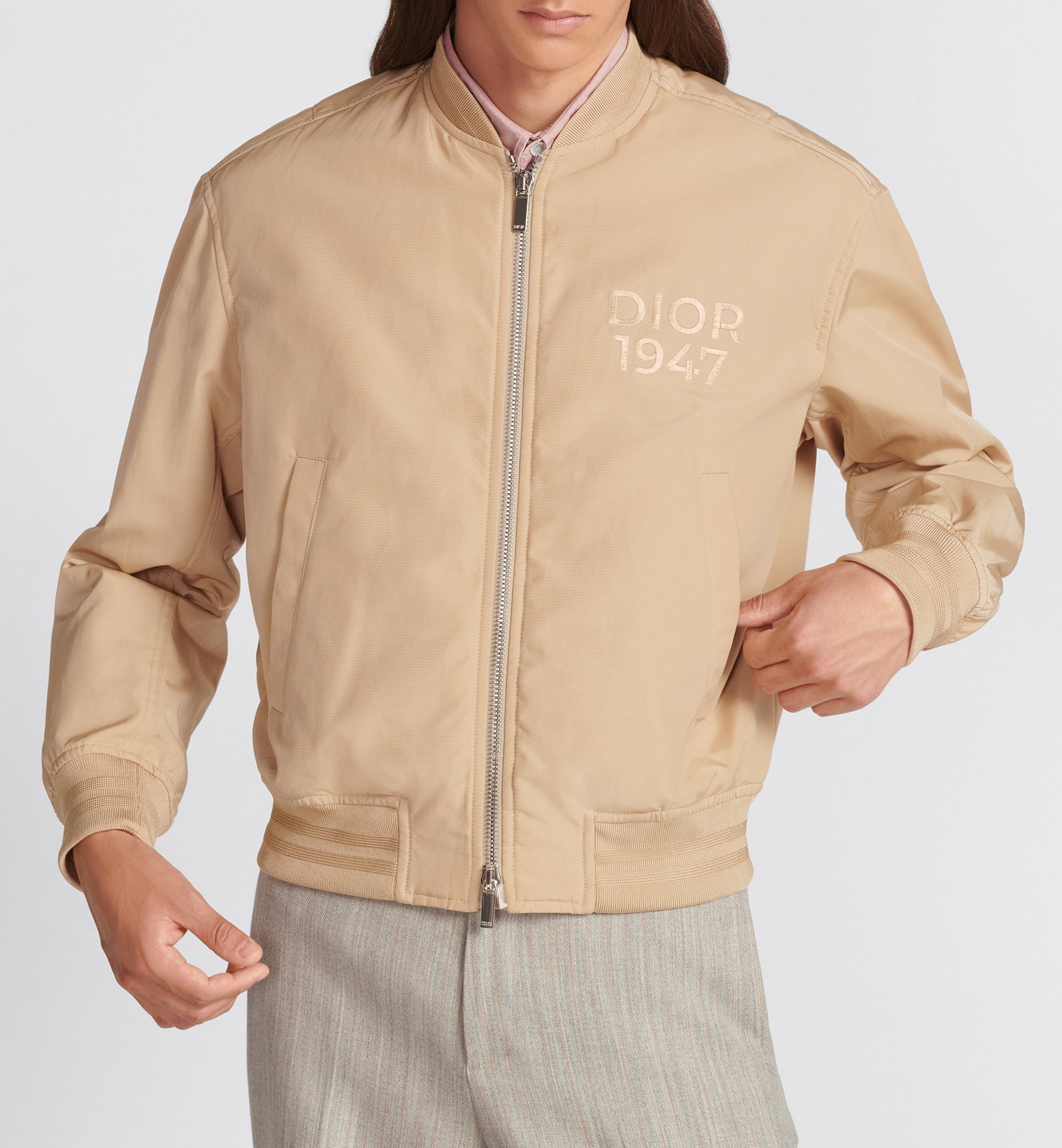 Shop Dior Homme Zip-up Long-sleeved Jacket In Nude