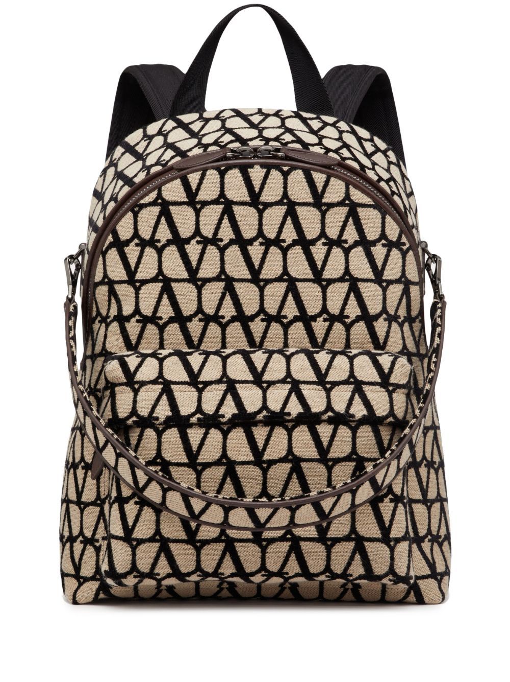 Valentino Toile Iconographe Backpack With Leather Detailing In Black