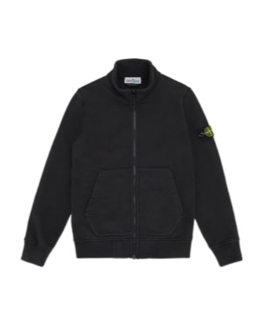 Stone Island Long-sleeved Cardigan Sweater In Black