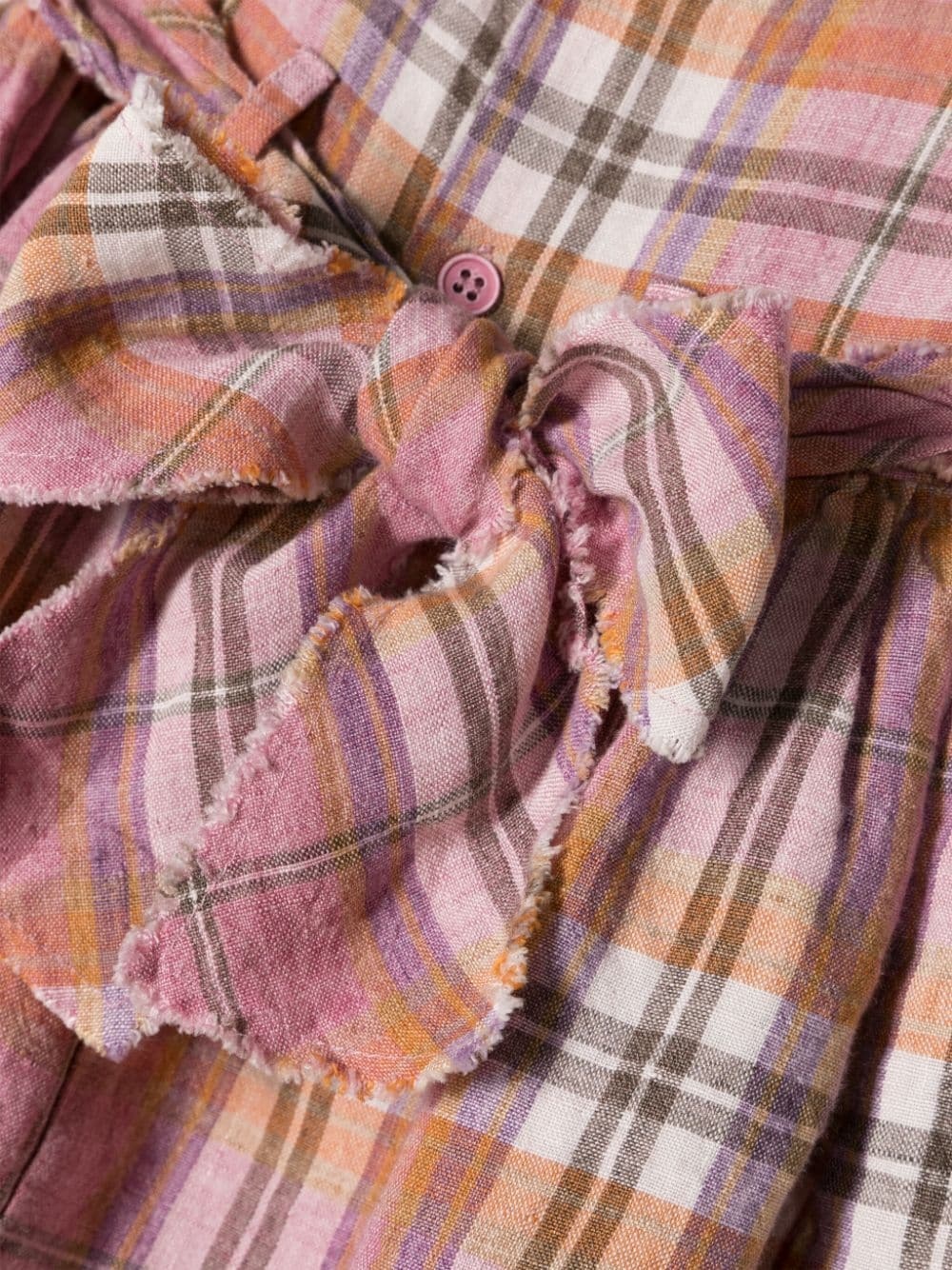 Il Gufo Check-pattern Linen Dress In Pink