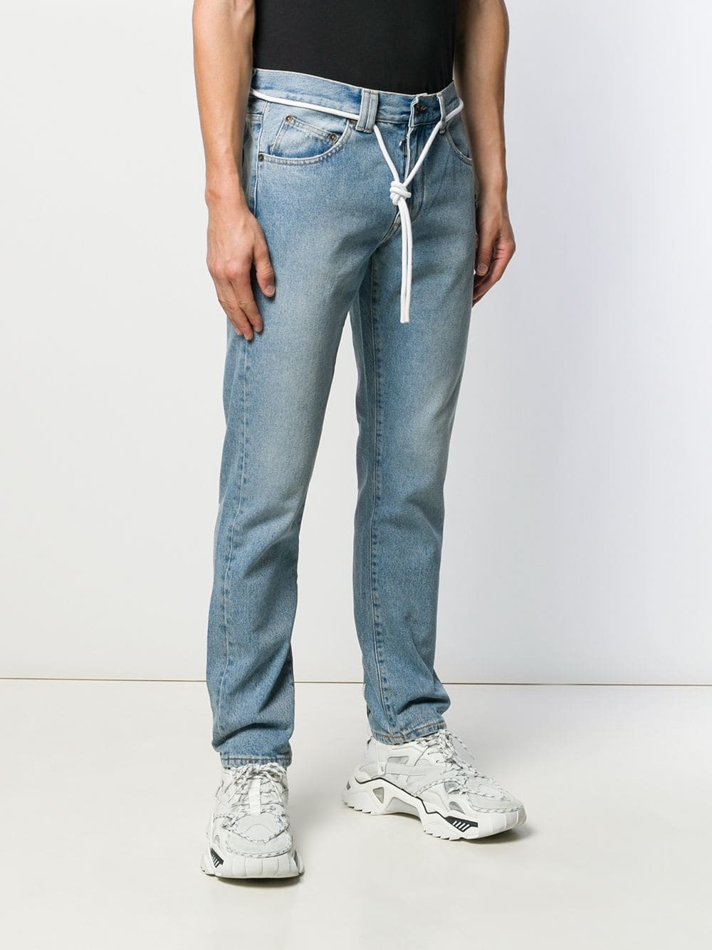 Off-white Stitched Straight Jeans In Blue