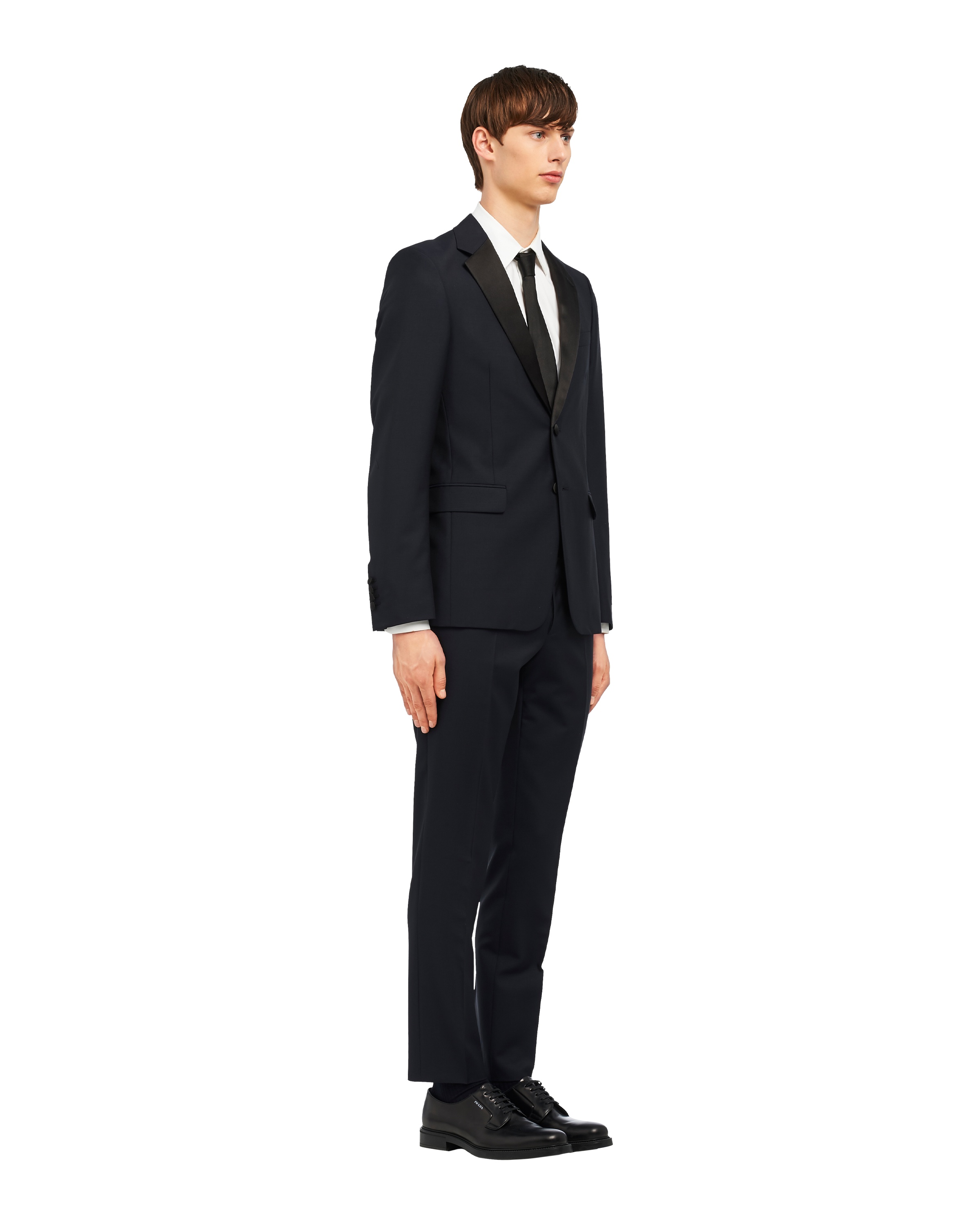 Prada Single-breasted Wool-blend Tuxedo In Black