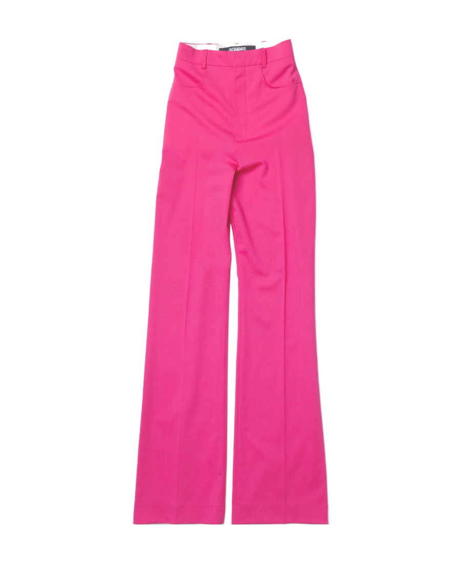 Jacquemus Wool Horn Casual Trousers In Pink