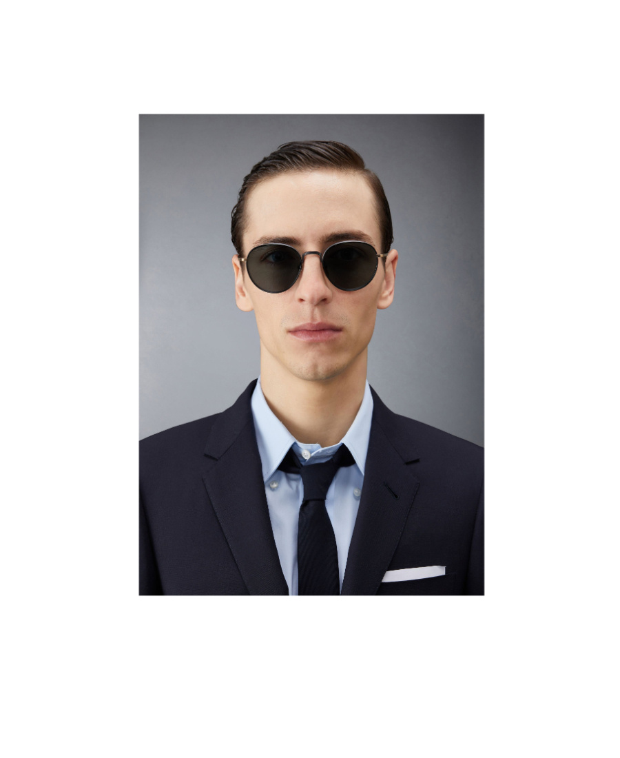 Thom Browne Round-frame Tinted Sunglasses In Black