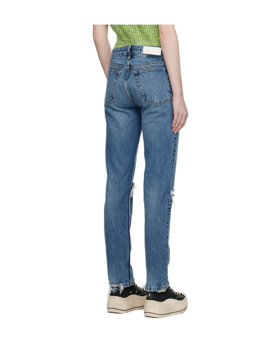 Re/done Blue 70s Low Rise Straight Jeans In Blue