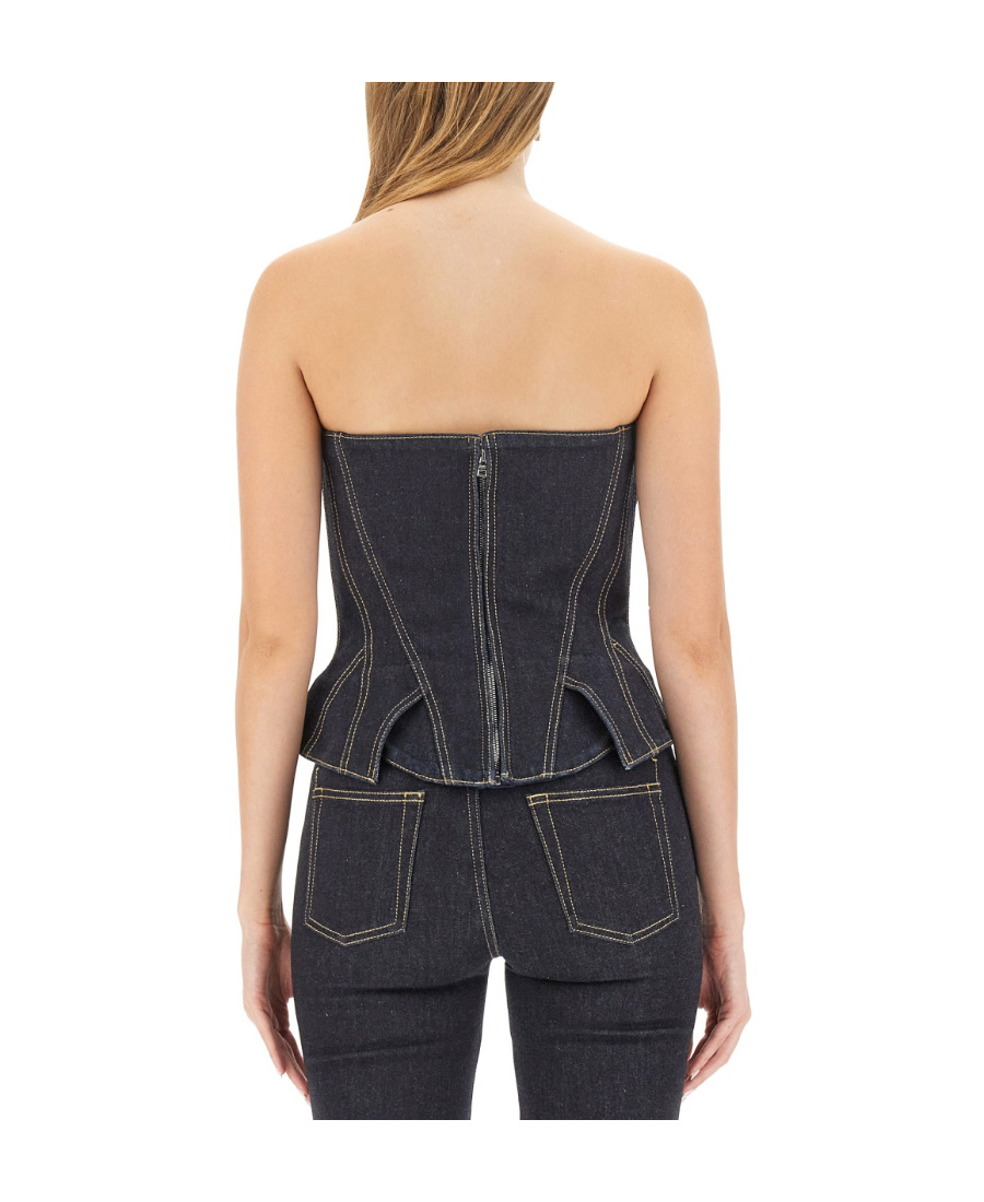 Alexander Mcqueen Alexander Mc Queen Denim Cold Wash Corset Top In Black