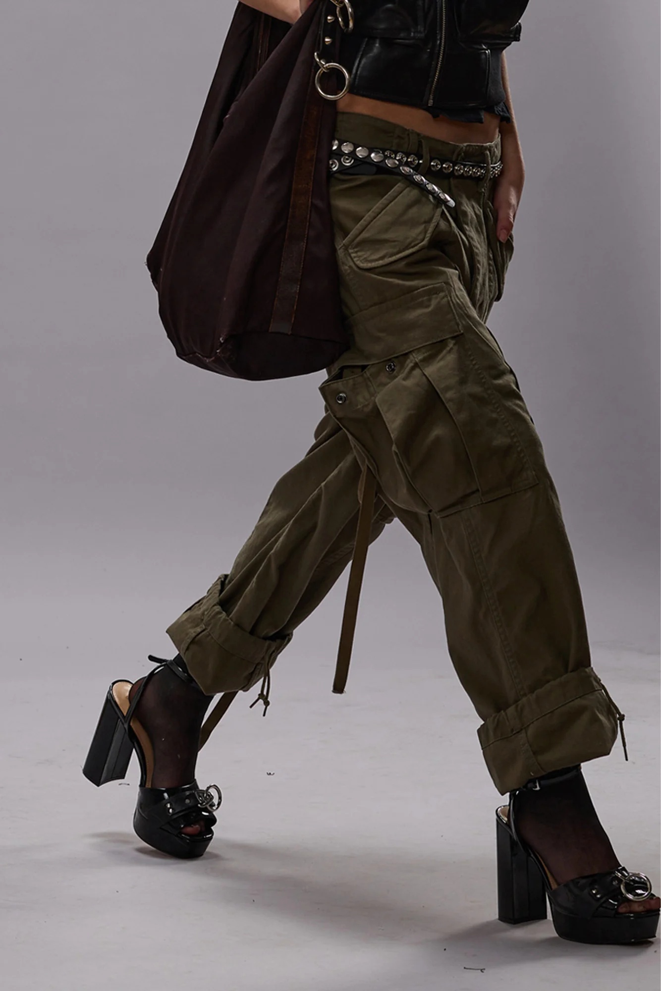 R13 Cotton Cargo Trousers In Green