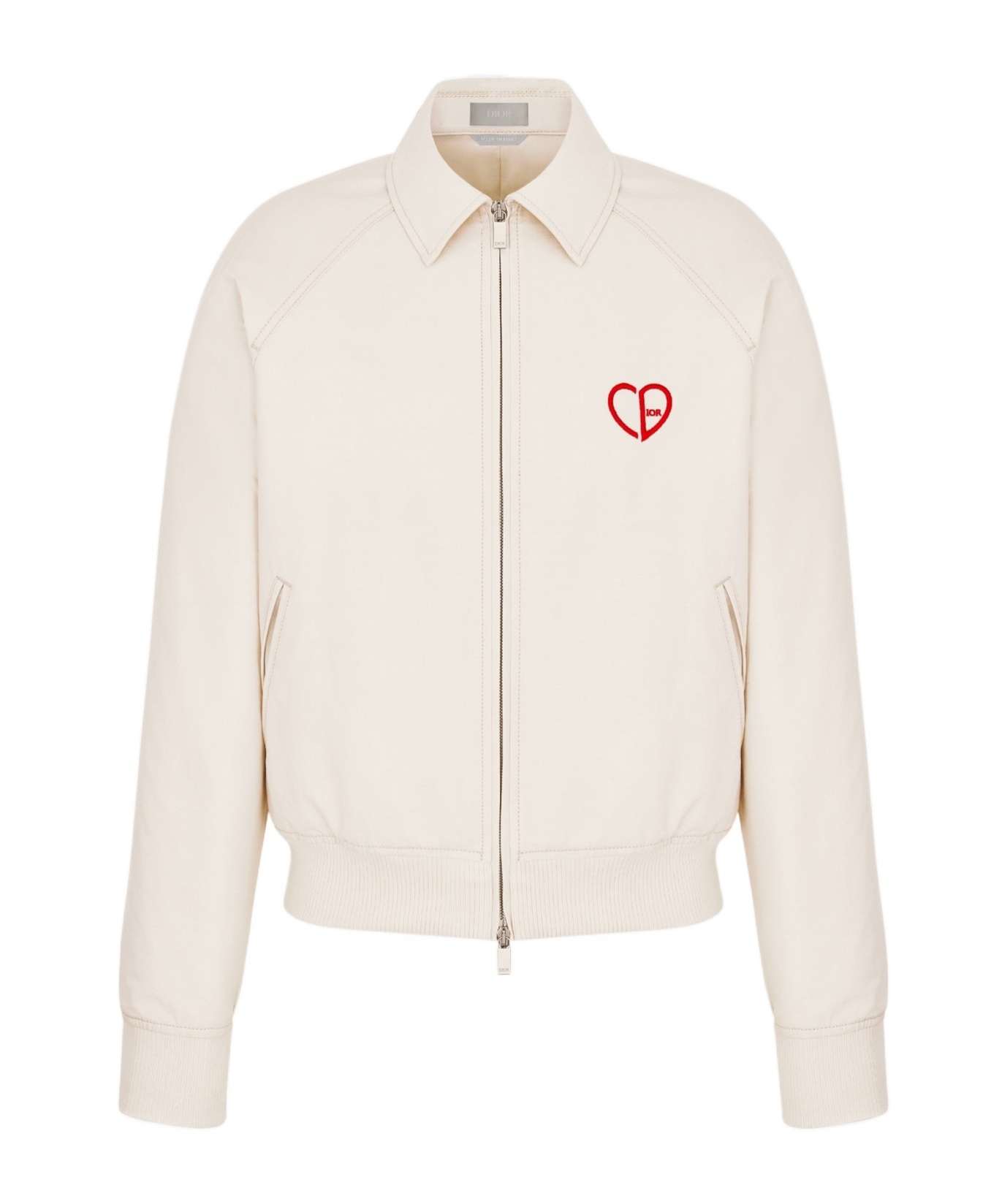 Dior Lightweight Cotton Bomber Jacket With Embroidered Logo In White