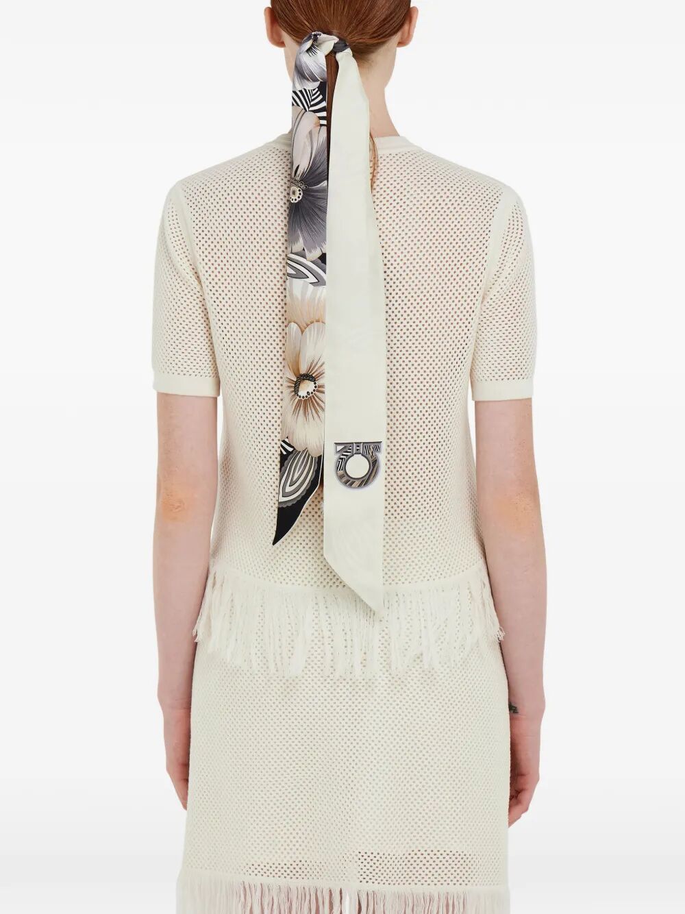 Ferragamo Brezza Print Silk Bandeau In Orange