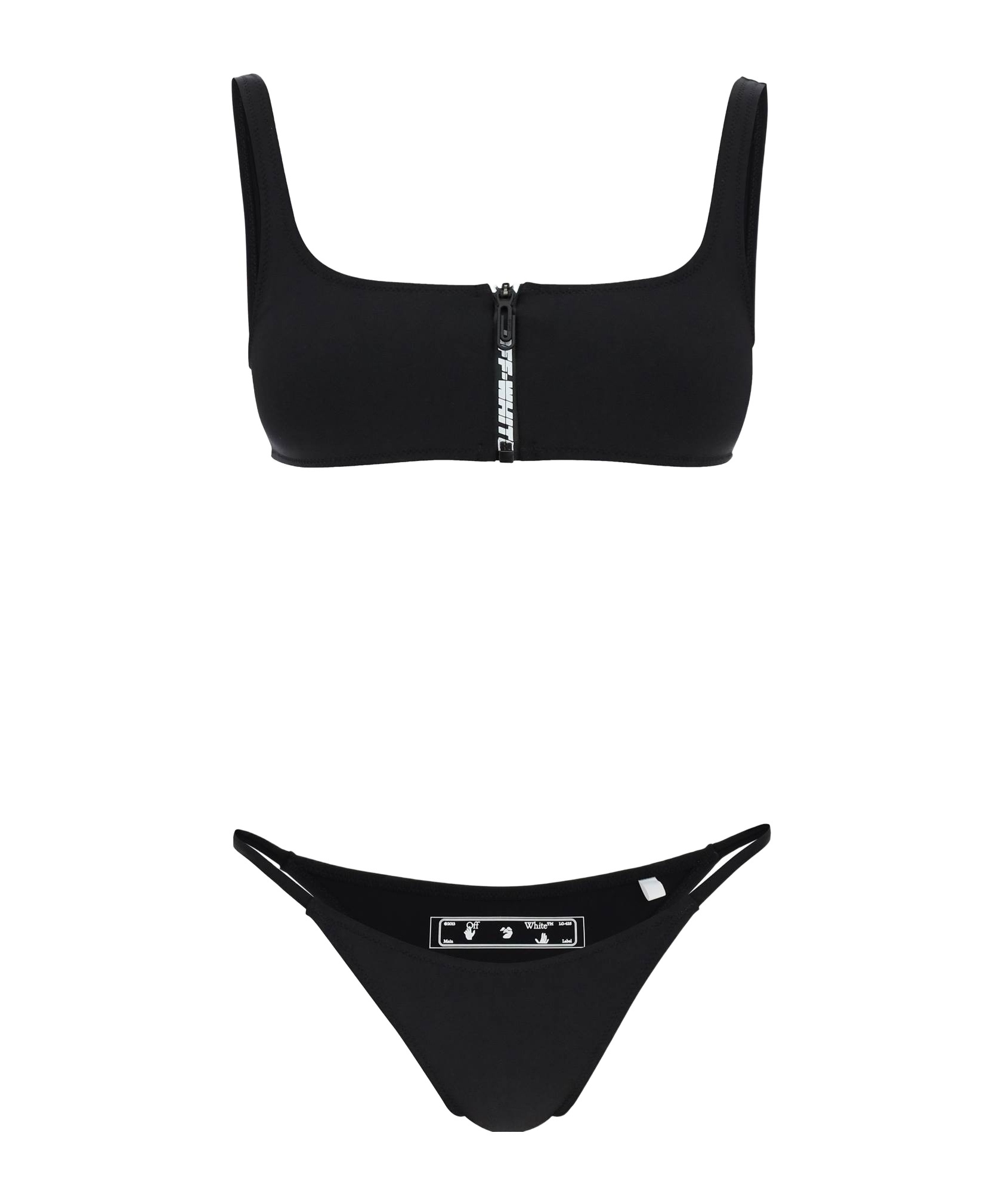 Off-white Zipped Logo-print Bikini In Black