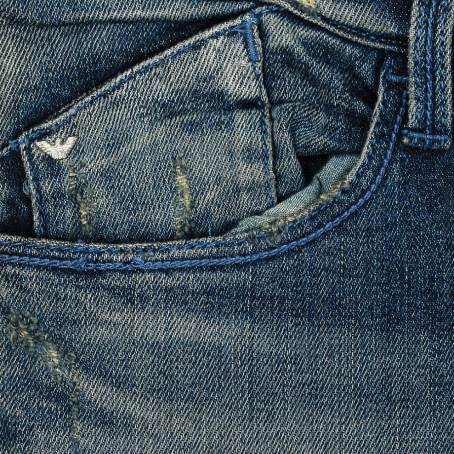 Shop Armani Jeans Logo Straight Jeans In Blue