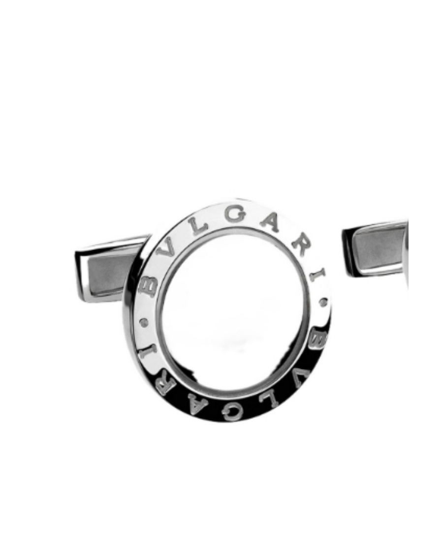 Bvlgari Letter Engraved Cufflinks In White