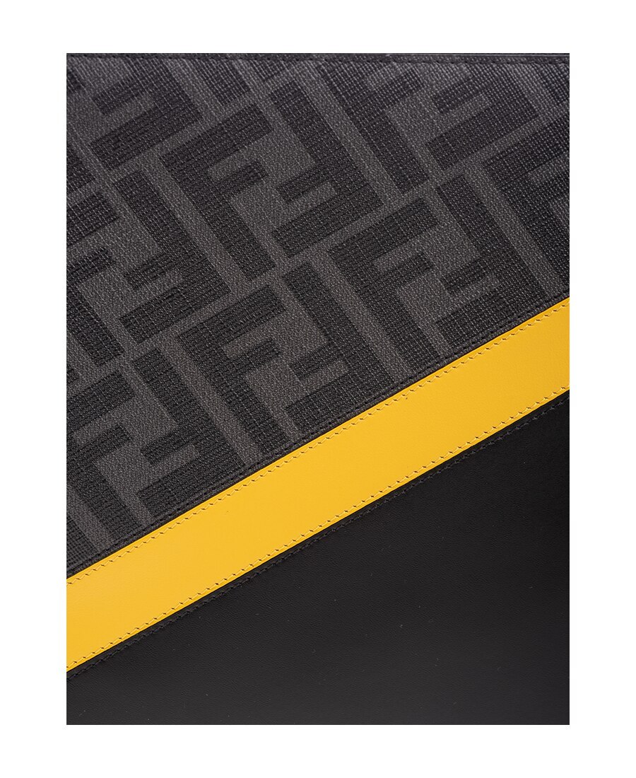 Fendi Flat Ff Motif Panelled Pouch In Black