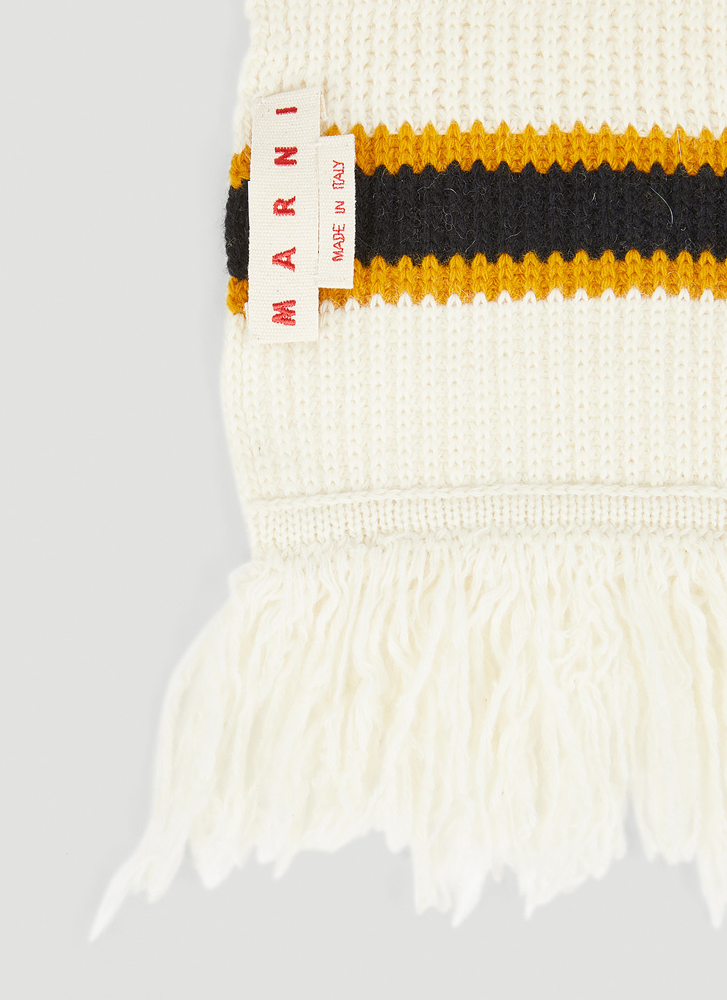 Marni Fringed-edge Knitted Scarf In White