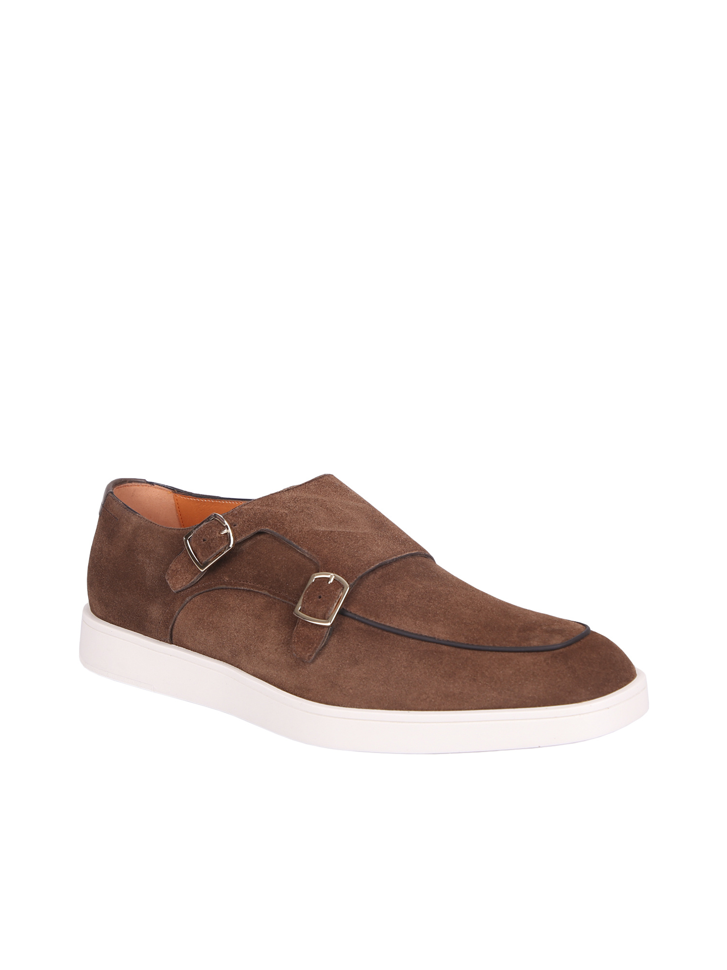 Santoni Double Buckle Slip-on Loafers In Brown
