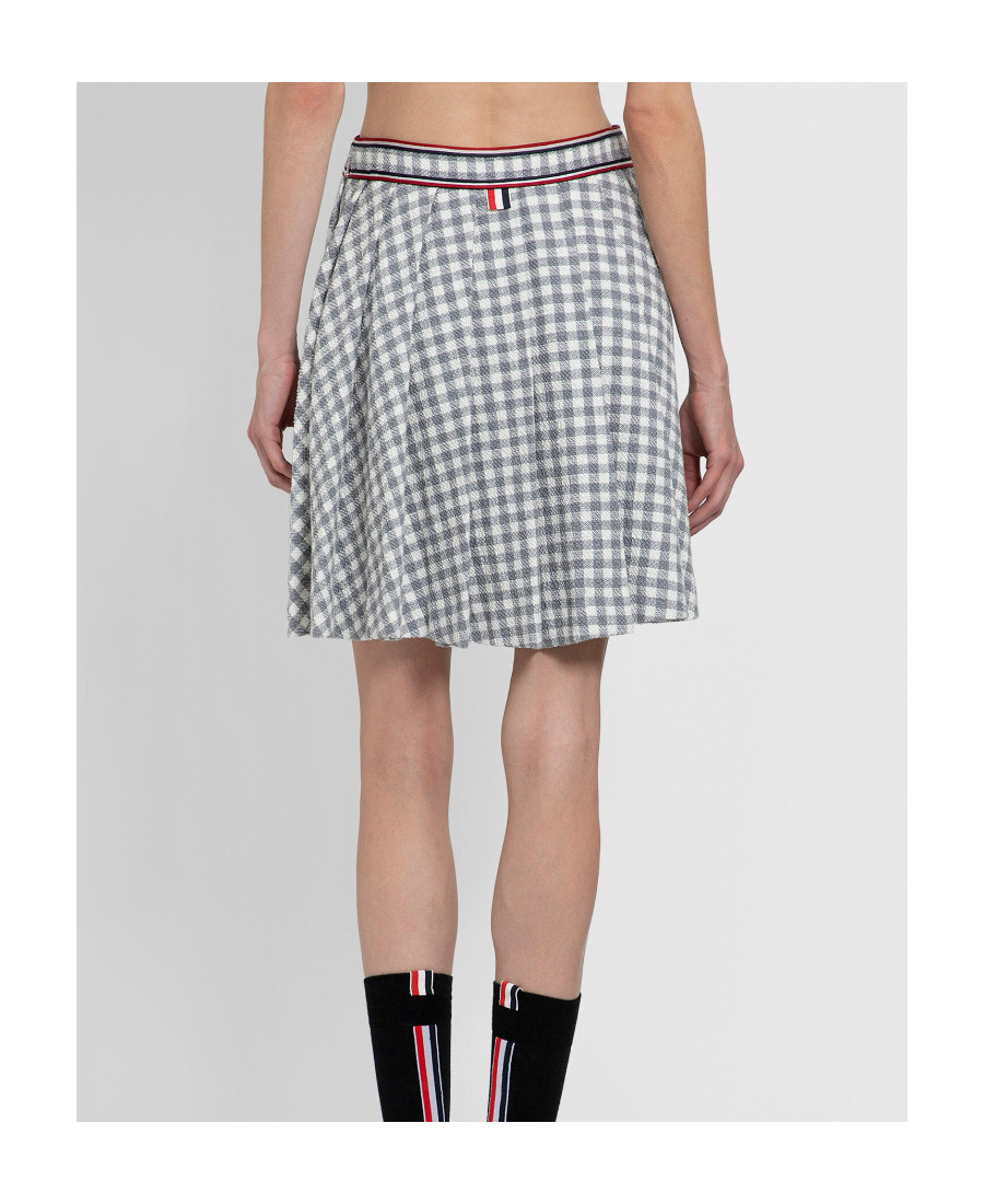 THOM BROWNE GINGHAM-CHECK PLEATED MINISKIRT