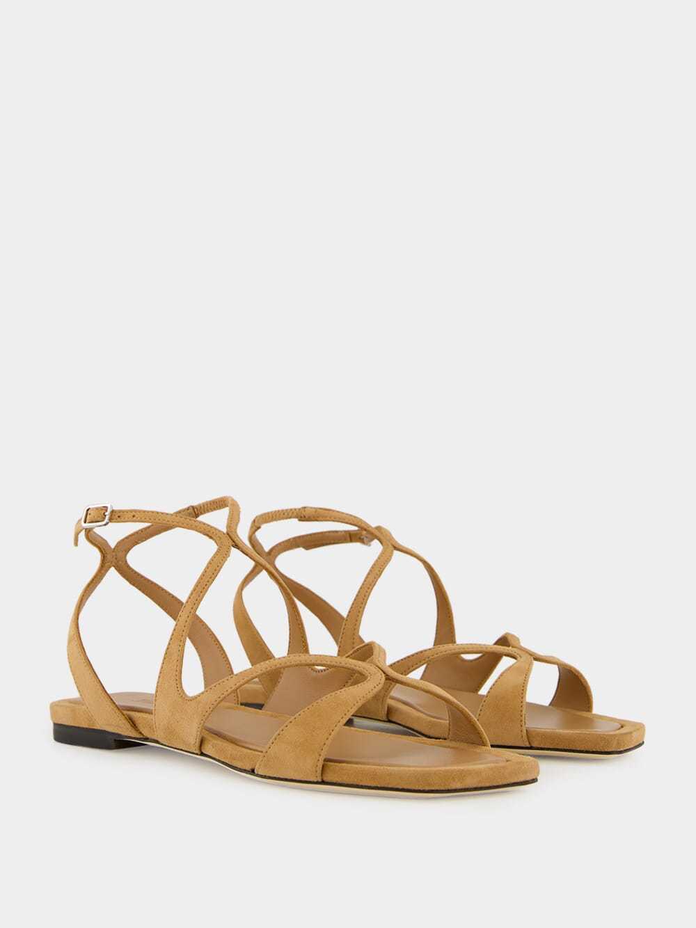Jimmy Choo Women Camel Suede Ayla Sandals In Animal Print