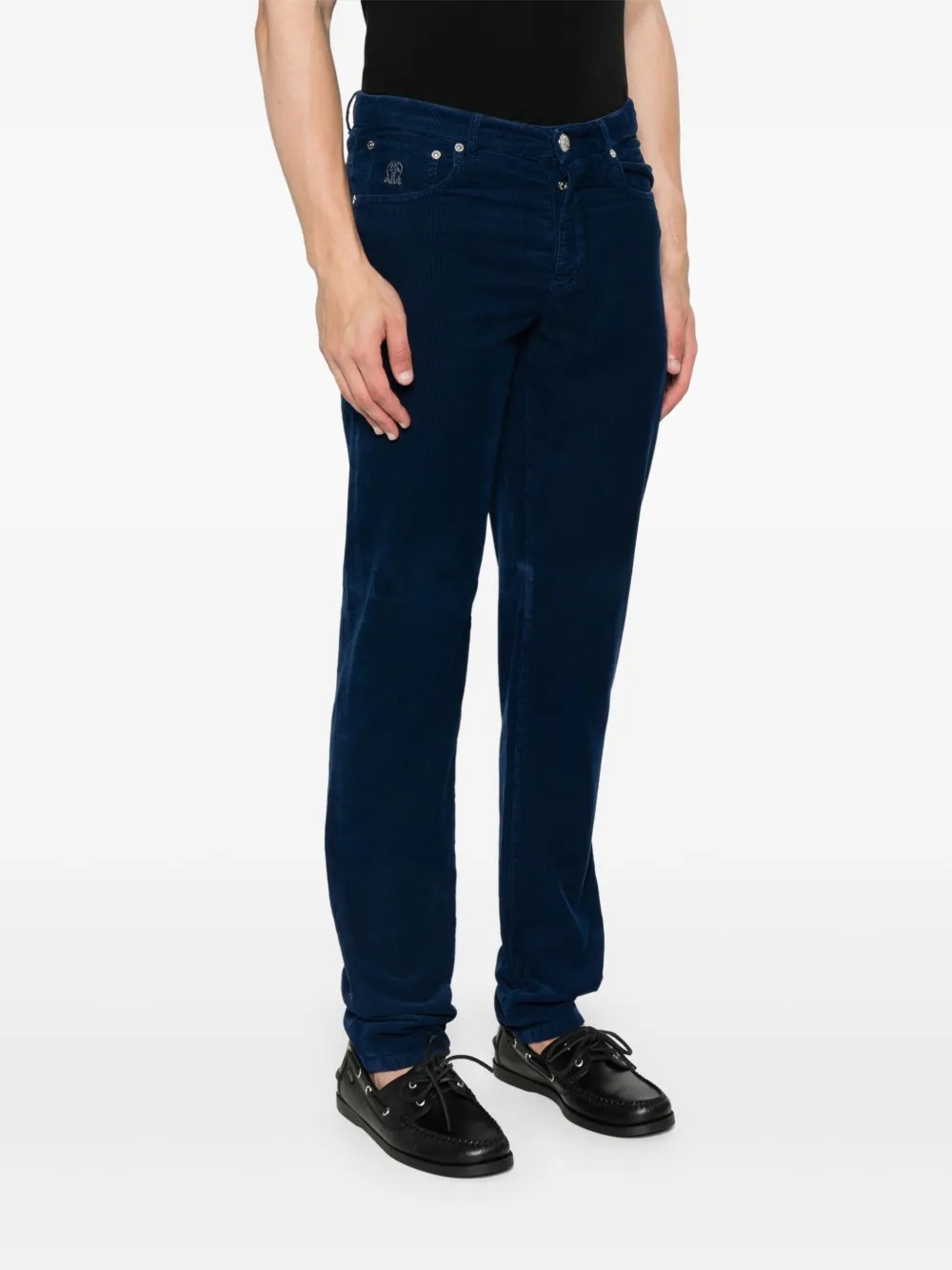 Brunello Cucinelli Corduroy Cotton Trousers In Blue
