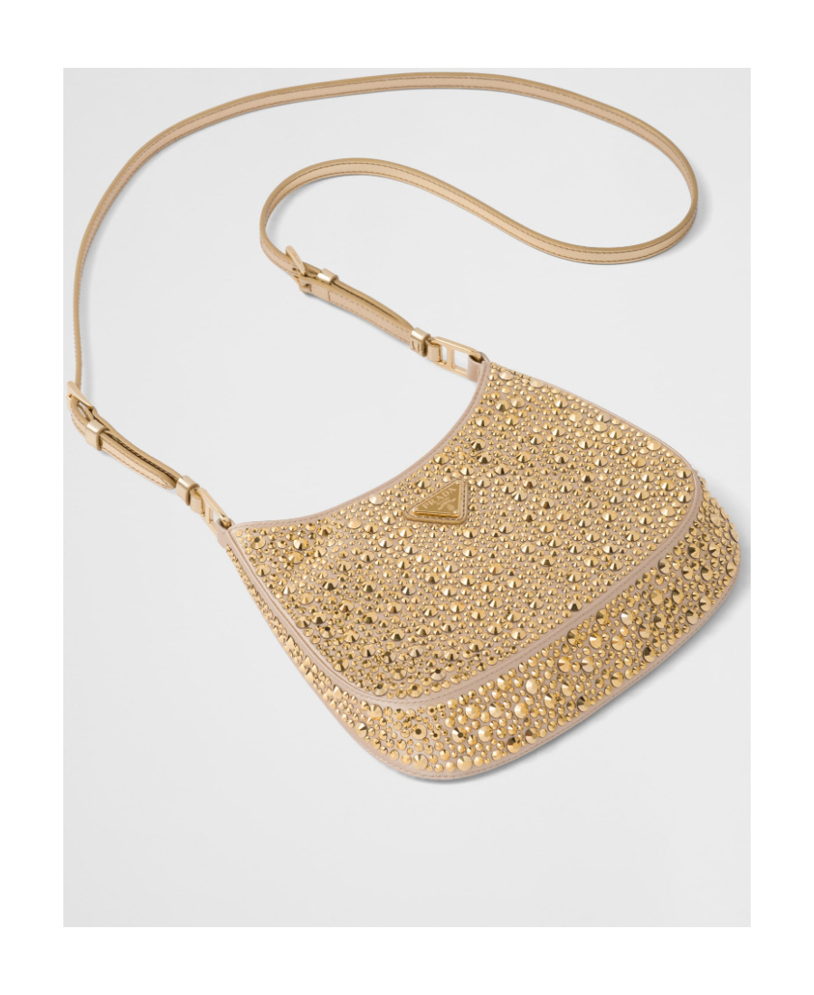 Prada Cleo Satin Bag With Crystals In Yellow