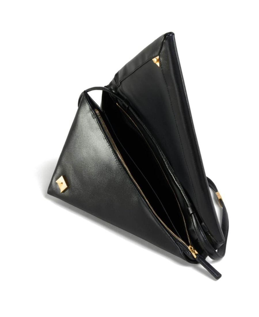 Marni Triangle Leather Shoulder Bag In Black