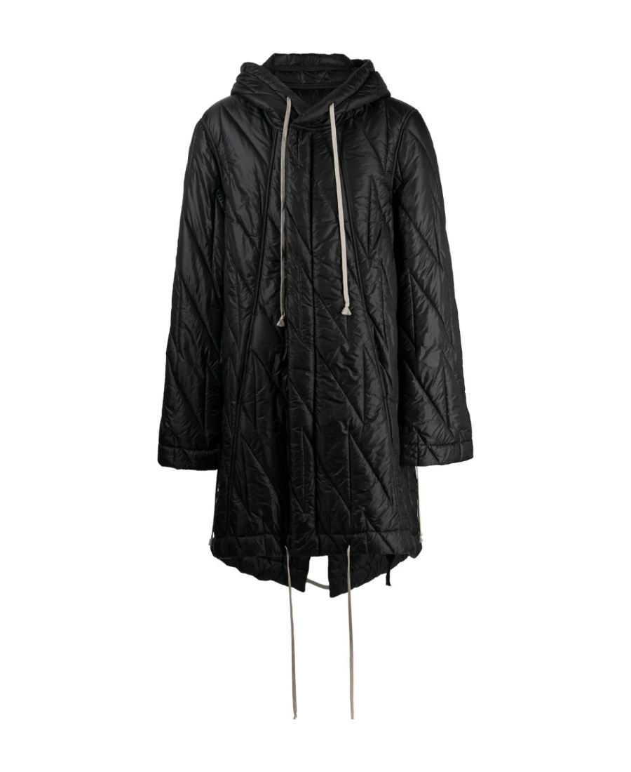 Rick Owens Drkshdw Fishtail Hooded Raincoat In Black