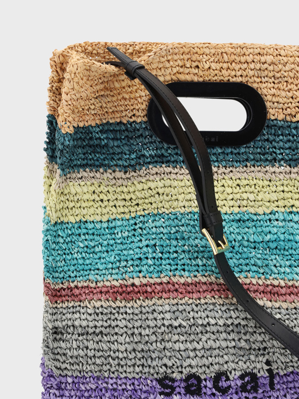 Sacai Multicolor Raffia New Shopper Medium Bag In Multicolor