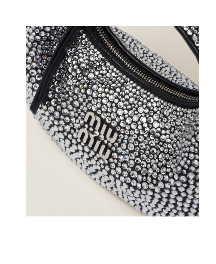 Miu Miu Wander Schultertasche Mit Kristallen In Black