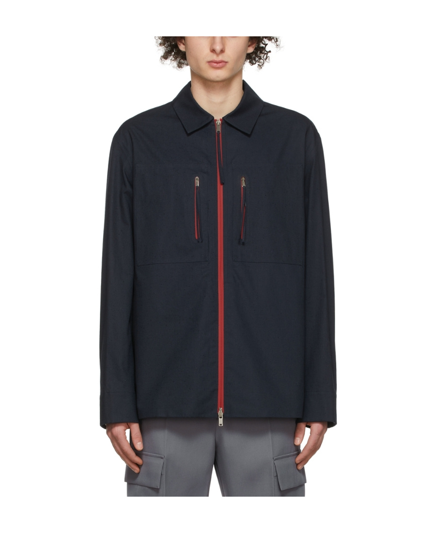 Jil Sander Blue Organic Cotton Jacket In Black