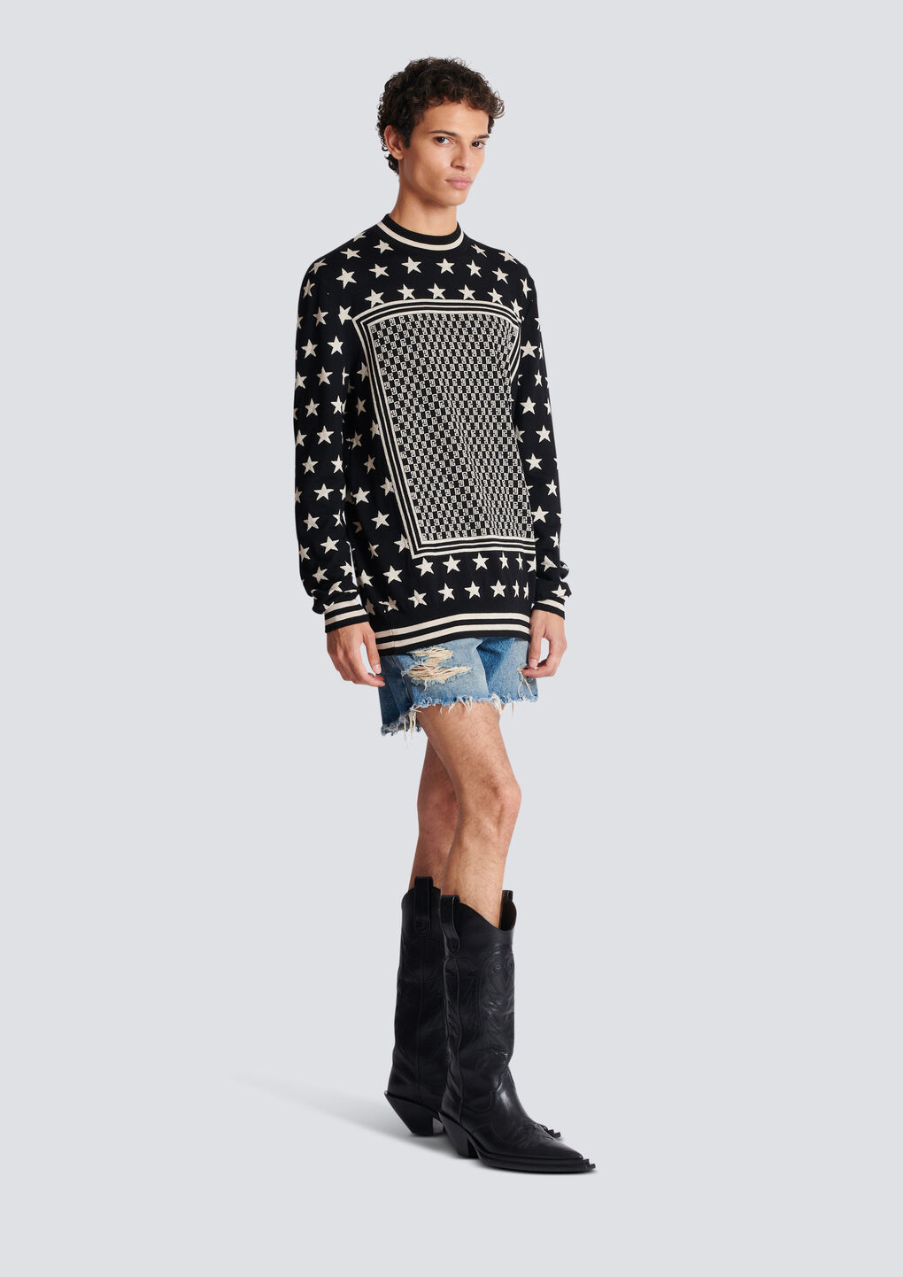 BALMAIN MINI MONOGRAM STARS JUMPER