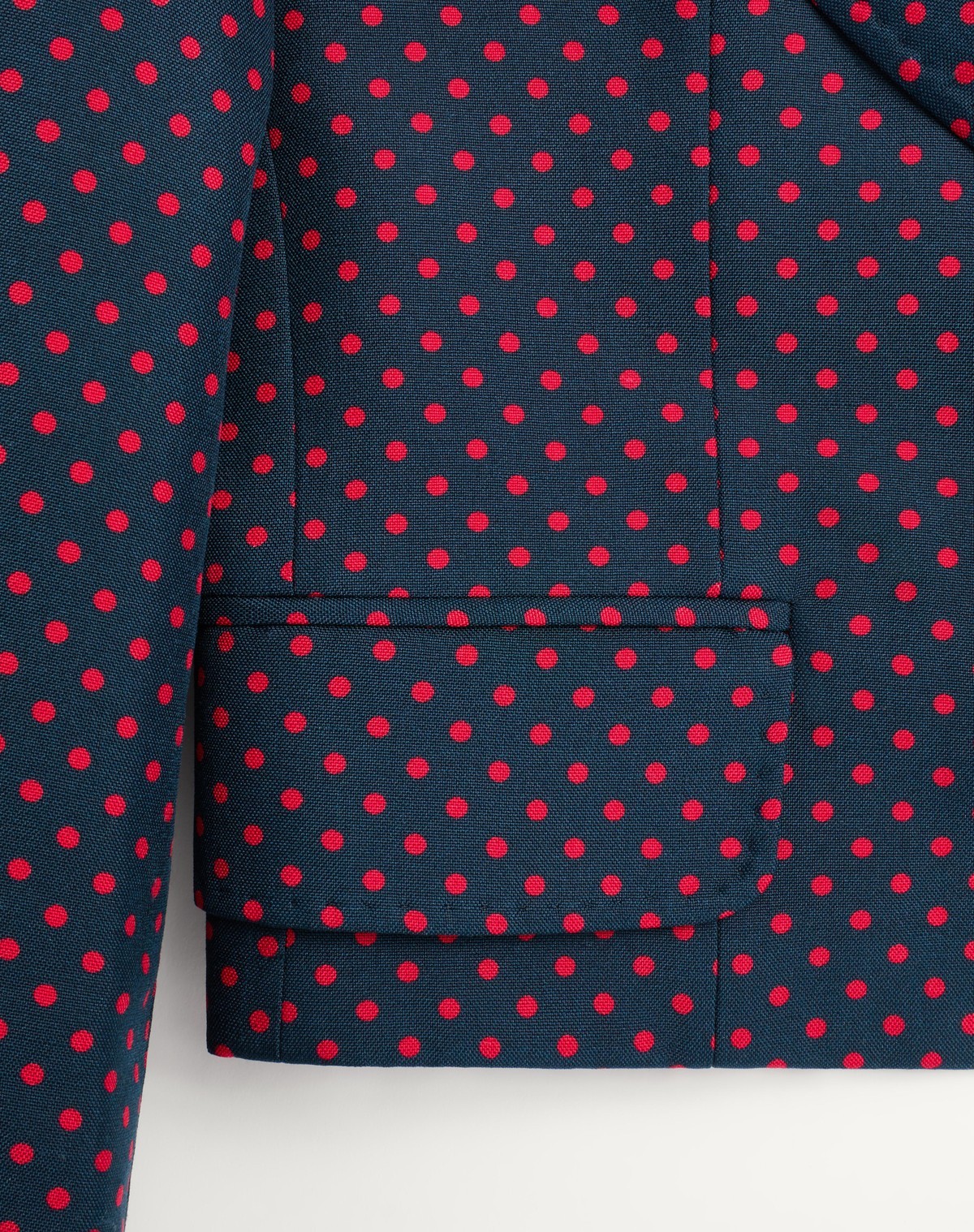 Valentino Silk Bow-detail Polka-dot Blazer In Navy Blue/red