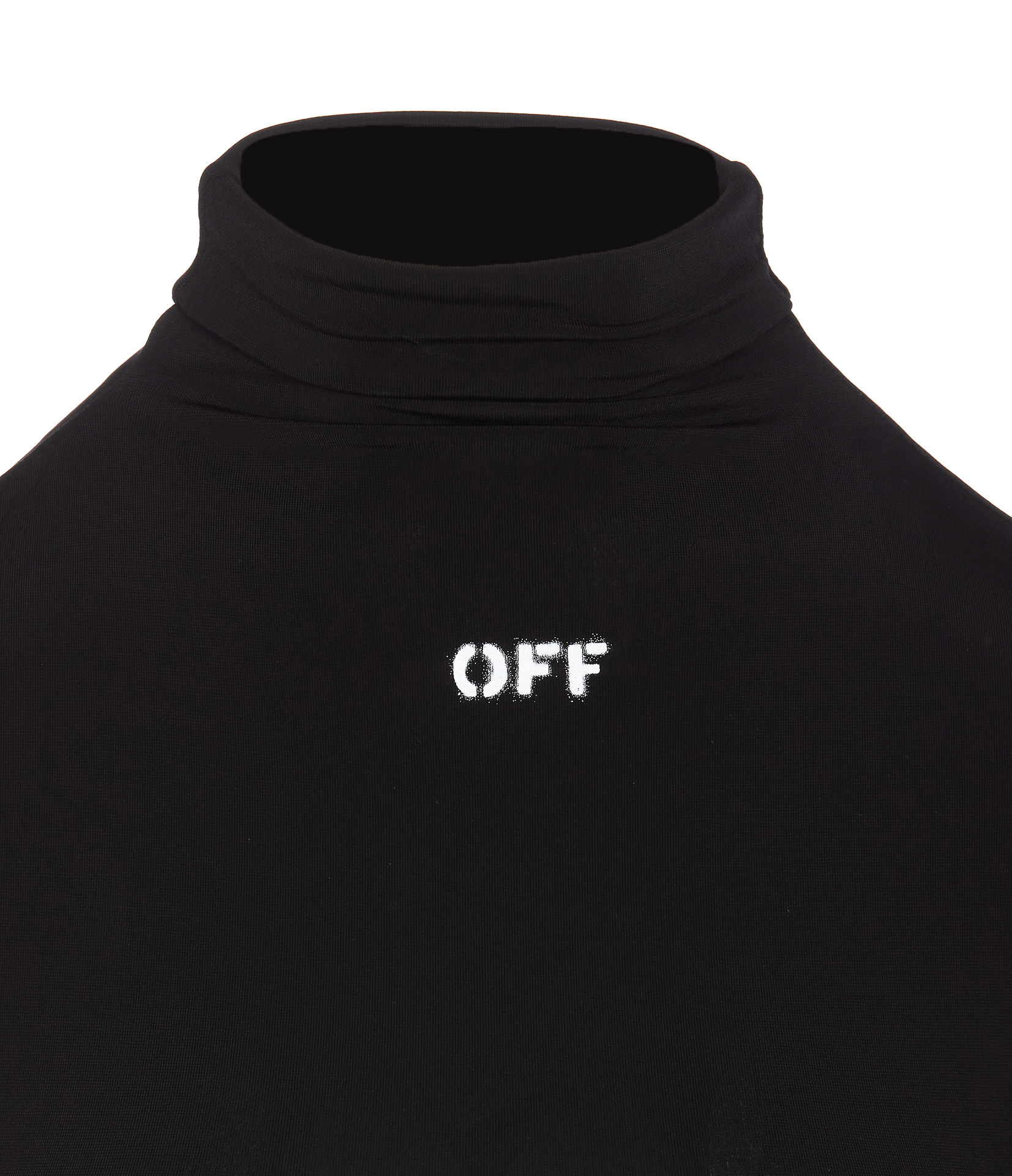 Off-white Off Stamp Second Skin Short Sleeve Turtle Neck Top In Black