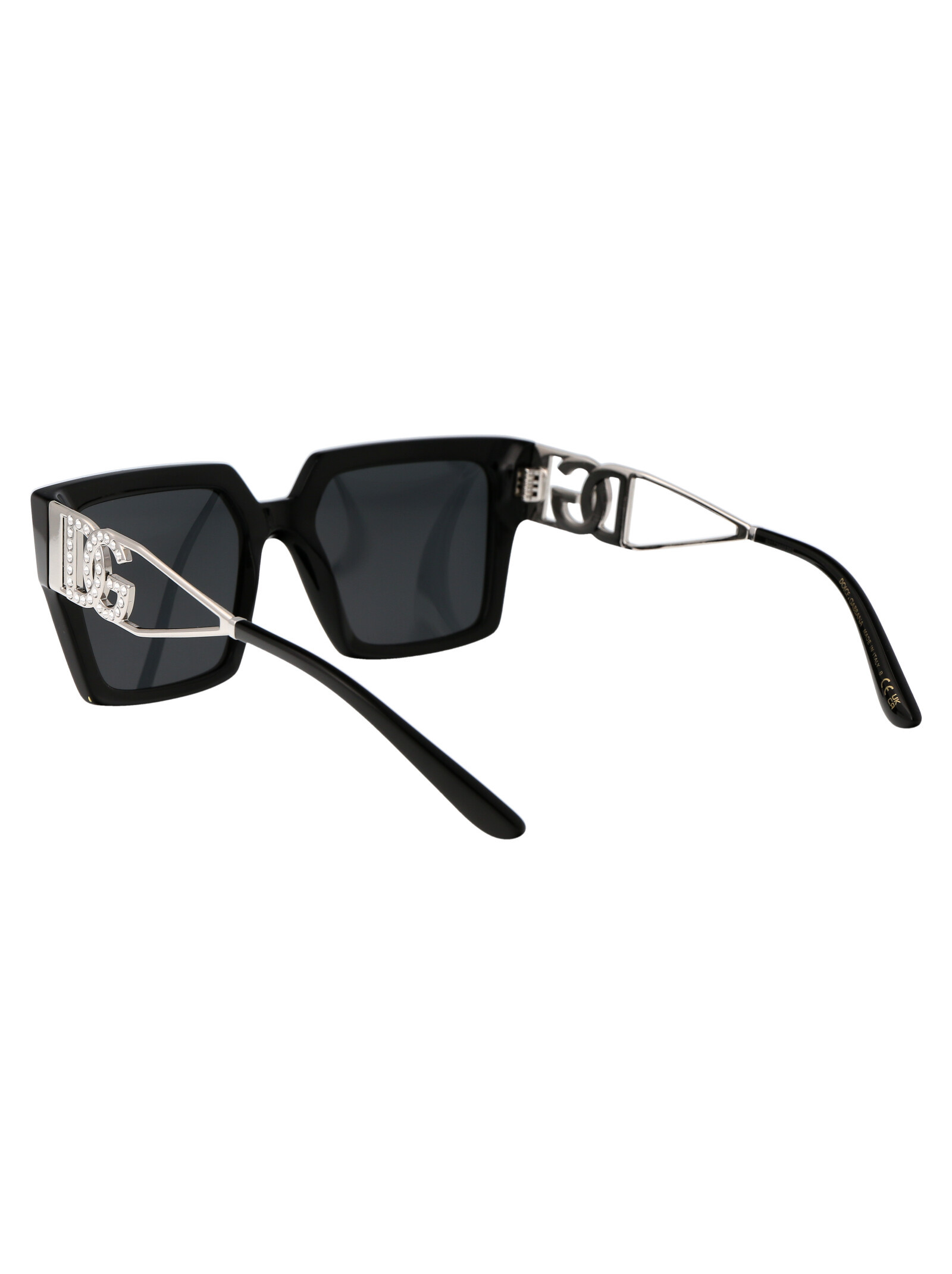 Dolce & Gabbana Crystal-embellished Square-frame Sunglasses In Black