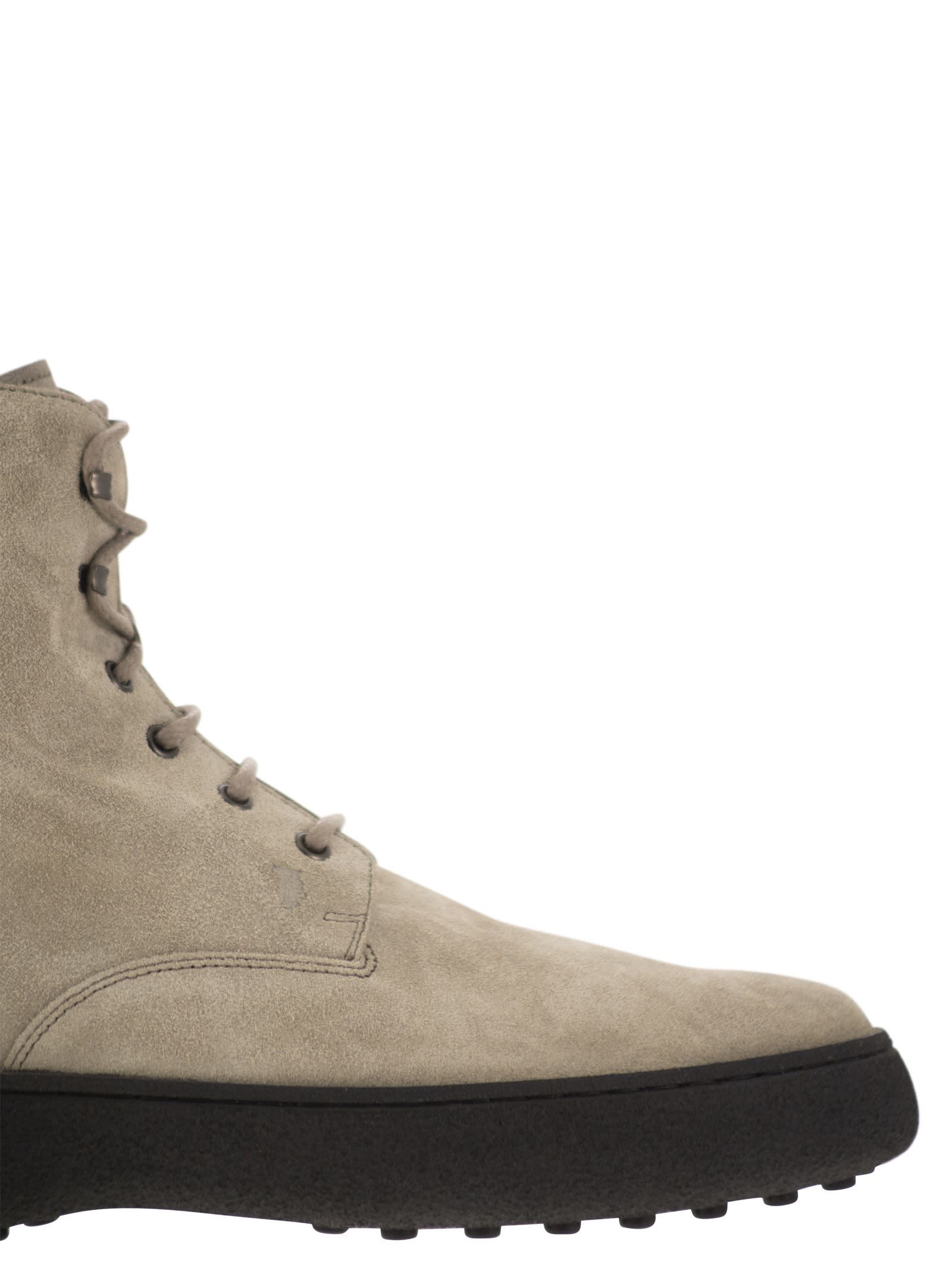 Tod's Urban Elegance Suede Ankle Boots With Chunky Sole, 4.5 Cm In Nude