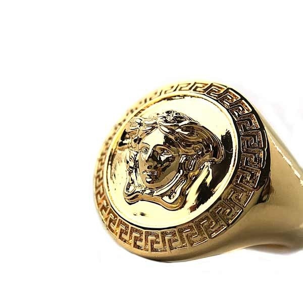 Versace Medusa Logo Ring In Yellow