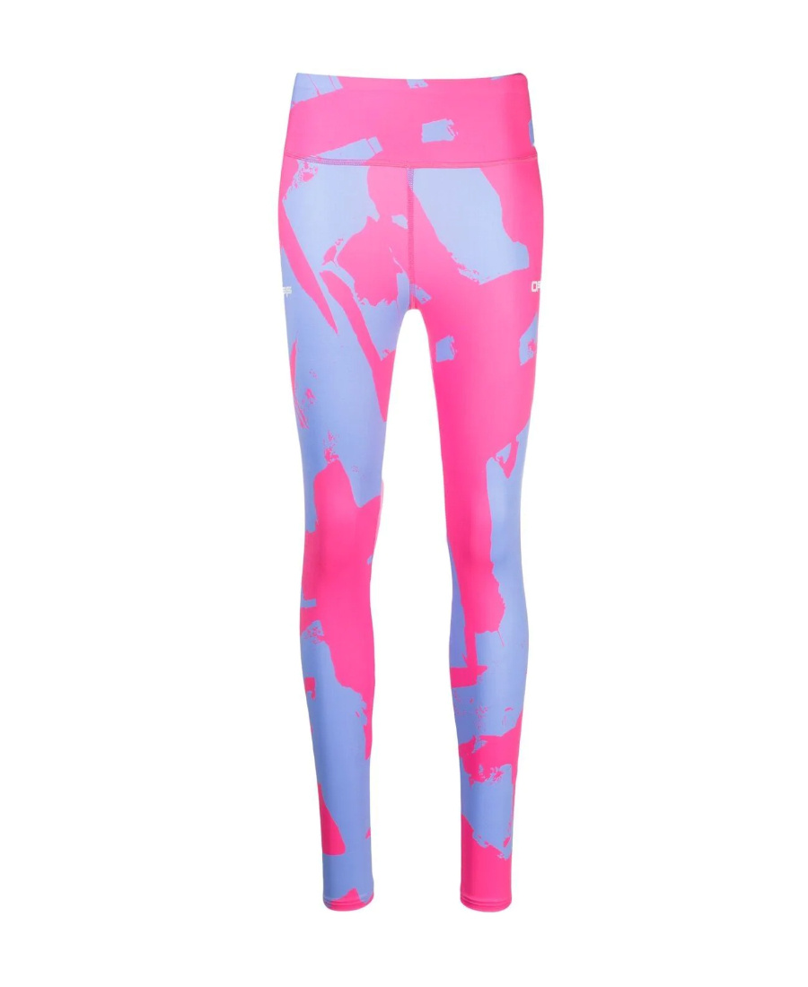 Off-white Printed High-waist Leggings In Pink