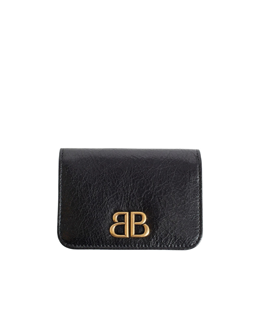 Balenciaga Monaco-motif Leather Wallet In Black