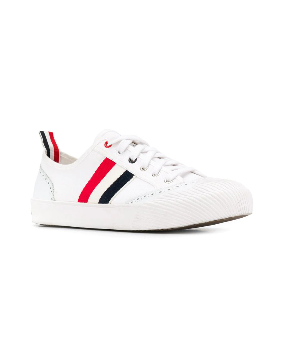Thom Browne Canvas Brogue Sneakers In White