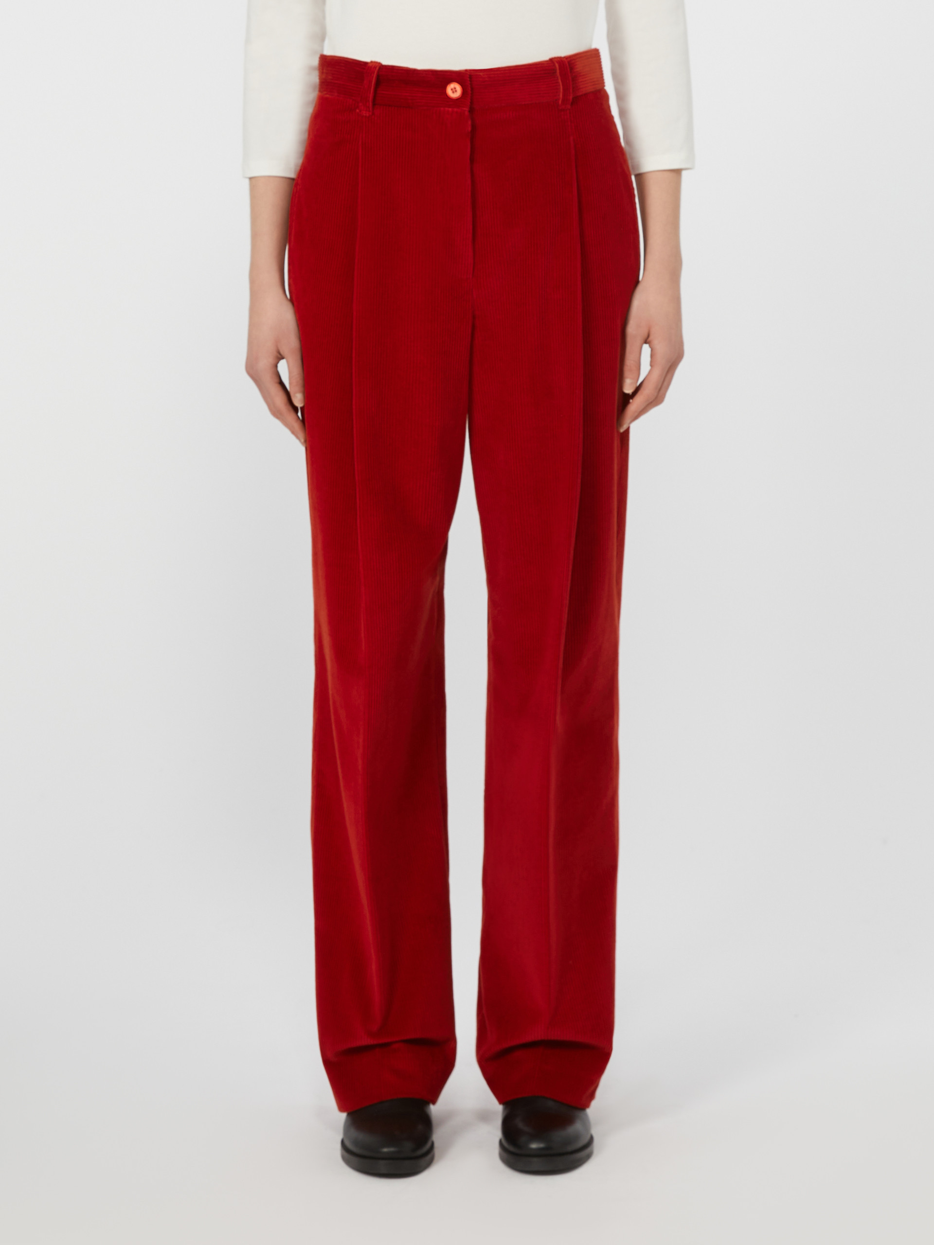 Weekend Max Mara Cotton Velvet Trousers In Red