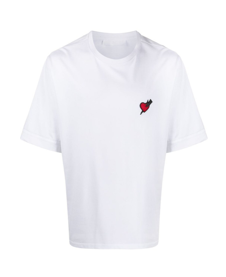 Neil Barrett Lightning Heart Pattern T-shirt In White